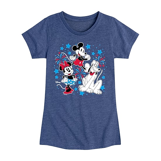 Disney Collection Toddler Girls Crew Neck Short Sleeve Regular Fit Mickey Mouse Minnie Mouse Pluto Graphic T-Shirt