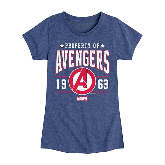 Disney Collection Little & Big Kid Girls Crew Neck Short Sleeve Regular Fit Avengers Marvel Graphic T-Shirt