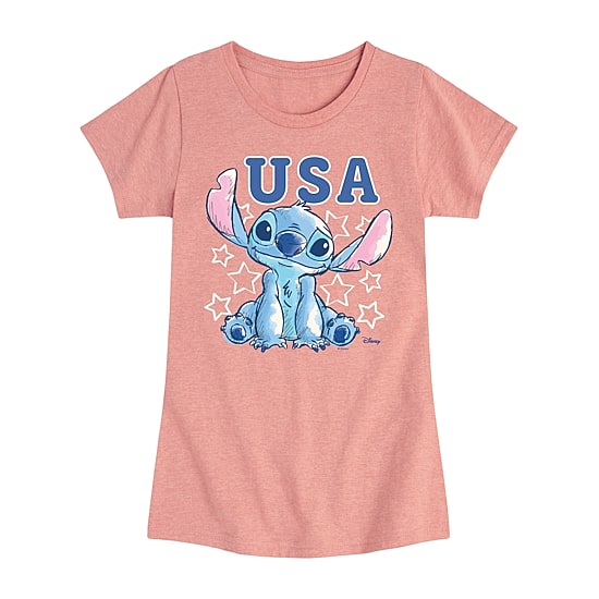 Disney Collection Toddler Girls Crew Neck Short Sleeve Regular Fit Lilo & Stitch Graphic T-Shirt
