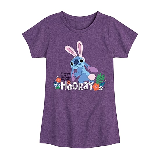 Disney Collection Little & Big Kid Girls Crew Neck Short Sleeve Regular Fit Lilo & Stitch Graphic T-Shirt