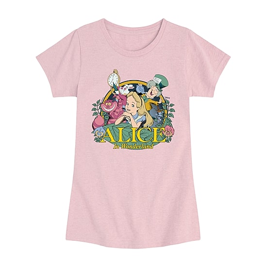 Disney Collection Little & Big Kid Girls Crew Neck Short Sleeve Regular Fit Alice in Wonderland Graphic T-Shirt