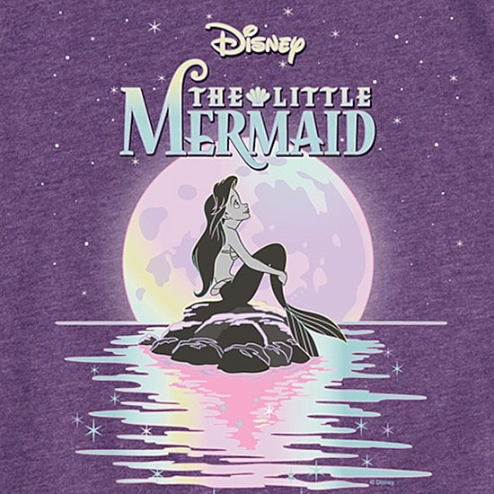 Disney Collection Little & Big Kid Girls Crew Neck Short Sleeve Regular Fit Ariel The Little Mermaid Graphic T-Shirt