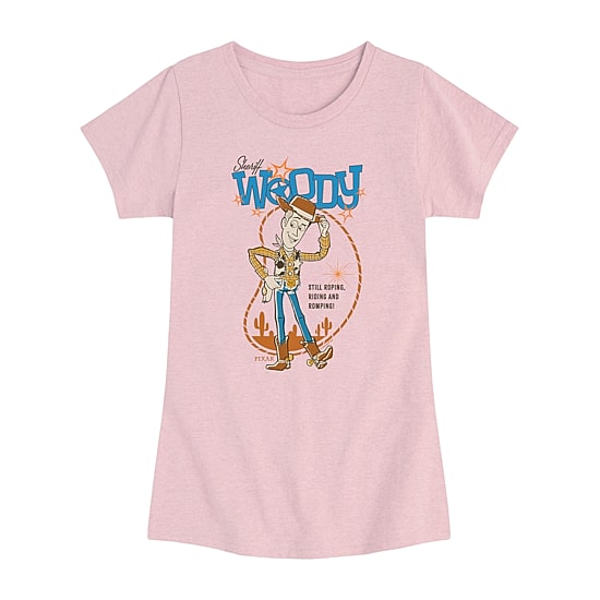 Disney Collection Little & Big Kid Girls Crew Neck Short Sleeve Regular Fit Woody Toy Story Graphic T-Shirt