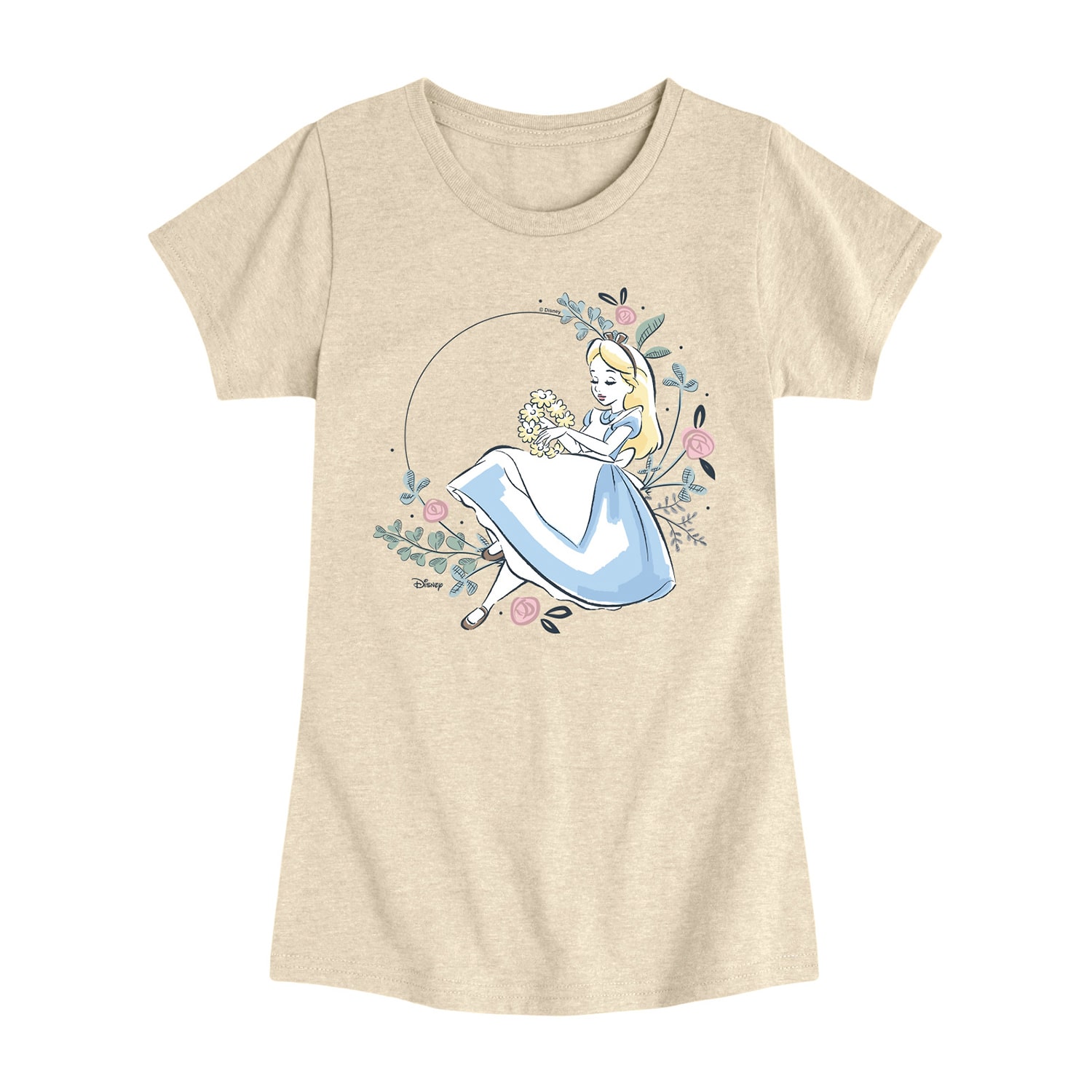 Disney Collection Little & Big Kid Girls Crew Neck Short Sleeve Regular Fit Alice Wonderland Graphic T-Shirt