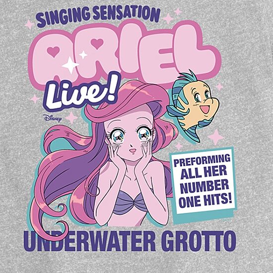 Disney Collection Little & Big Kid Girls Crew Neck Short Sleeve Regular Fit Ariel Princess Graphic T-Shirt