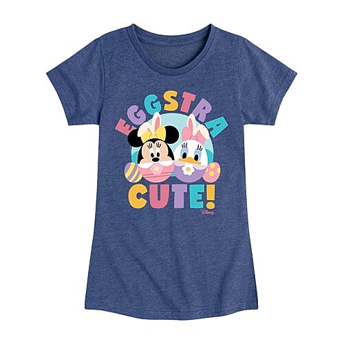 Disney Collection Little & Big Kid Girls Crew Neck Short Sleeve Regular Fit Daisy Duck Minnie Mouse Graphic T-Shirt, X-large, Blue