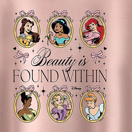 Disney Collection Little & Big Kid Girls Crew Neck Short Sleeve Regular Fit Ariel Belle Cinderella Graphic T-Shirt