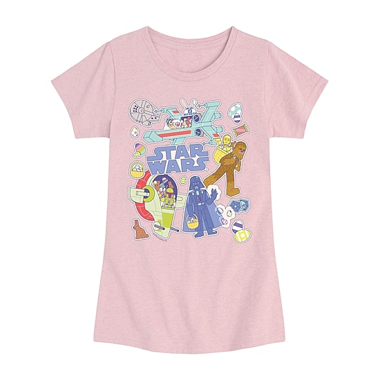 Disney Collection Little & Big Kid Girls Crew Neck Short Sleeve Regular Fit Star Wars Graphic T-Shirt