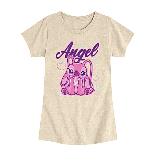 Disney Collection Little & Big Kid Girls Crew Neck Short Sleeve Regular Fit Lilo & Stitch Graphic T-Shirt, X-large, Beige