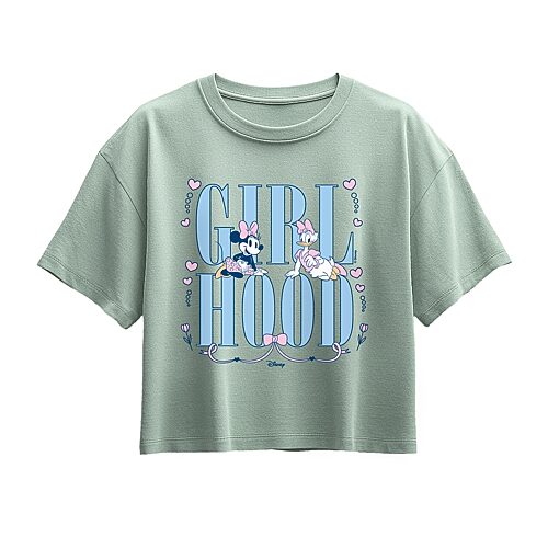 Disney Collection Little & Big Kid Girls Crew Neck Short Sleeve Regular Fit Minnie Mouse Graphic T-Shirt, X-large, Green