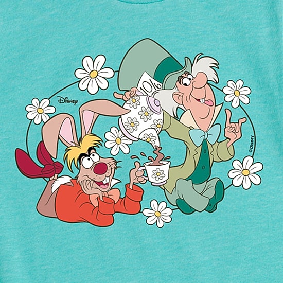 Disney Collection Little & Big Kid Girls Crew Neck Short Sleeve Regular Fit Alice in Wonderland Graphic T-Shirt