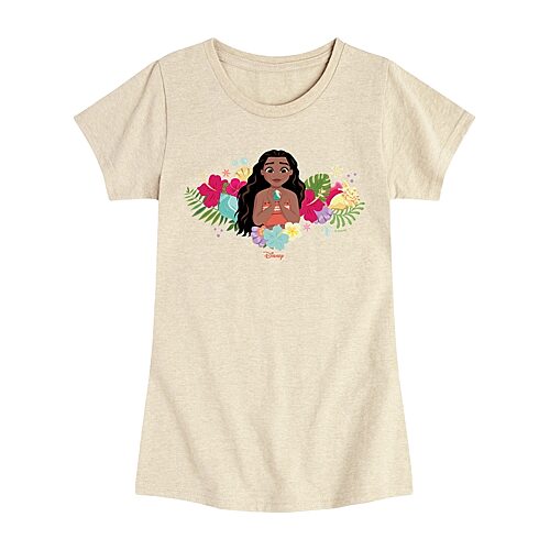Disney Collection Toddler Girls Crew Neck Short Sleeve Regular Fit Moana Graphic T-Shirt, 4t, Beige