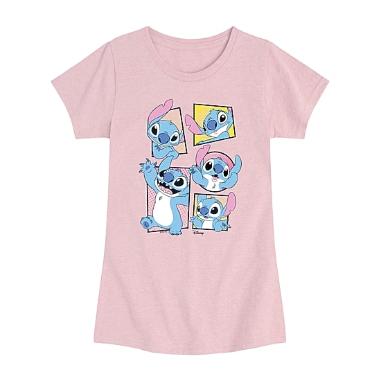 Disney Collection Toddler Girls Crew Neck Short Sleeve Regular Fit Lilo & Stitch Graphic T-Shirt