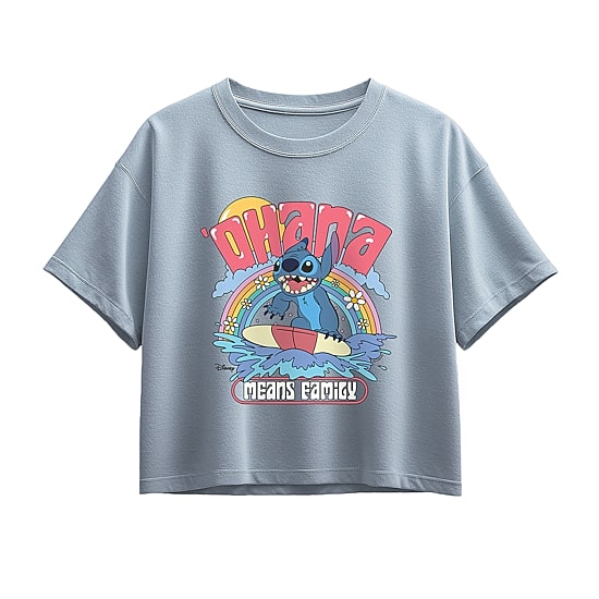 Disney Collection Little & Big Kid Girls Crew Neck Short Sleeve Regular Fit Lilo & Stitch Graphic T-Shirt