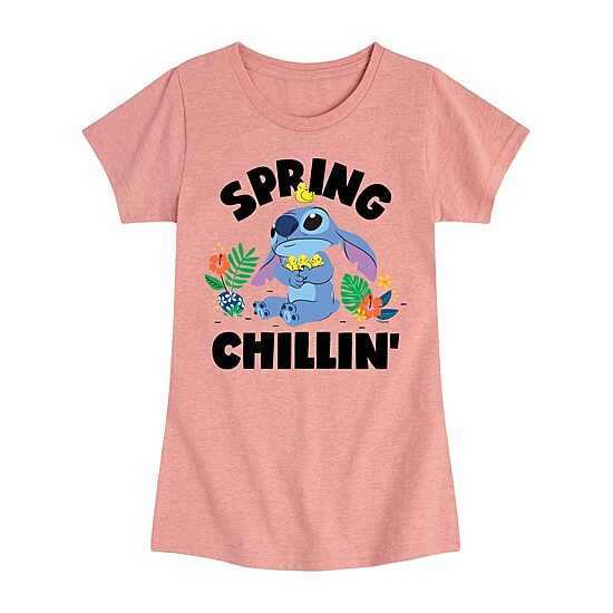 Disney Collection Little & Big Kid Girls Crew Neck Short Sleeve Regular Fit Lilo & Stitch Graphic T-Shirt