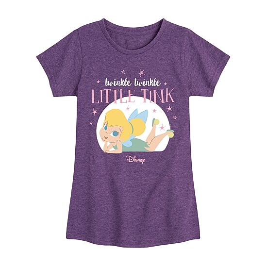 Disney Collection Toddler Girls Crew Neck Short Sleeve Regular Fit Fairies Tinker Bell Graphic T-Shirt