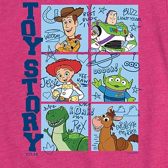Disney Collection Toddler Girls Crew Neck Short Sleeve Regular Fit Buzz Lightyear Jessie Rex Graphic T-Shirt