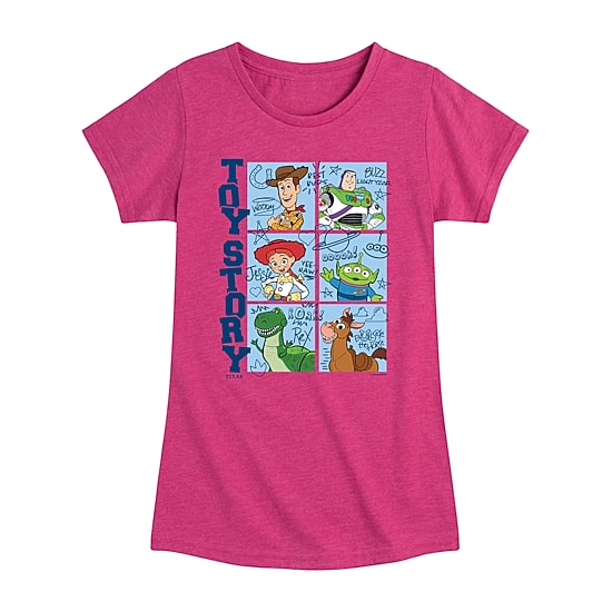 Disney Collection Toddler Girls Crew Neck Short Sleeve Regular Fit Buzz Lightyear Jessie Rex Graphic T-Shirt