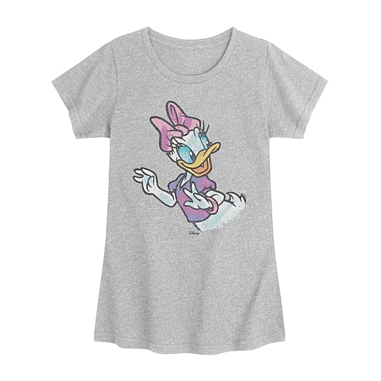 Disney Collection Little & Big Kid Girls Crew Neck Short Sleeve Regular Fit Daisy Duck Graphic T-Shirt