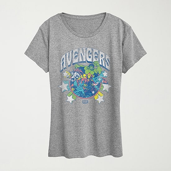 Womens Crew Neck Short Sleeve Classic Fit Avengers Graphic T-Shirt