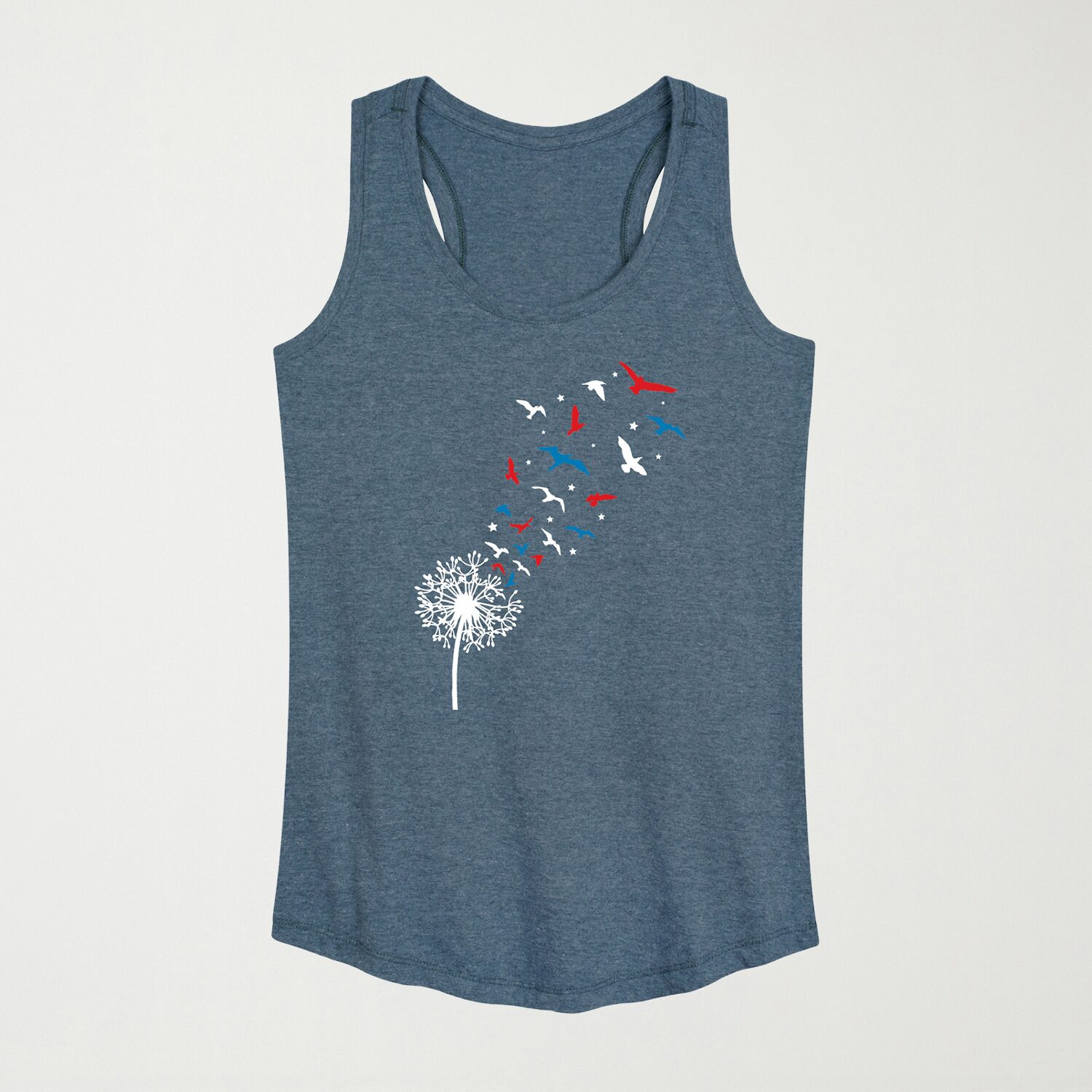 Patriotic Dandelion Birds Womens Crew Neck Sleeveless Tank Top