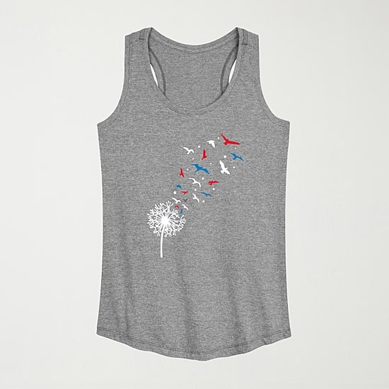 Patriotic Dandelion Birds Womens Crew Neck Sleeveless Tank Top