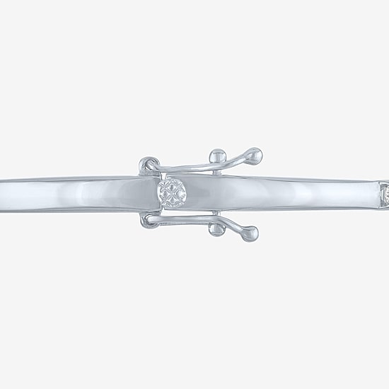 (G-H / Si2-I1) Womens 1 CT. T.W. Lab Grown White Diamond Pure Silver Over Brass Bangle Bracelet
