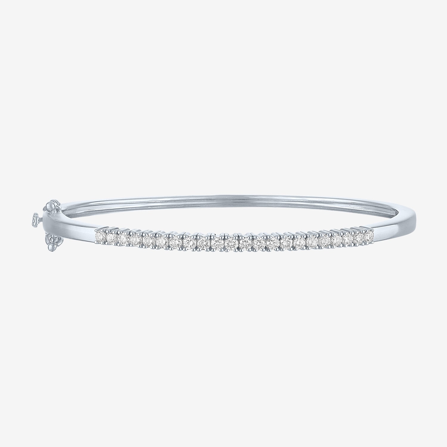 G-H / Si2-I1) Womens 1 CT. T.W. Lab Grown White Diamond Pure Silver Over Brass Bangle Bracelet