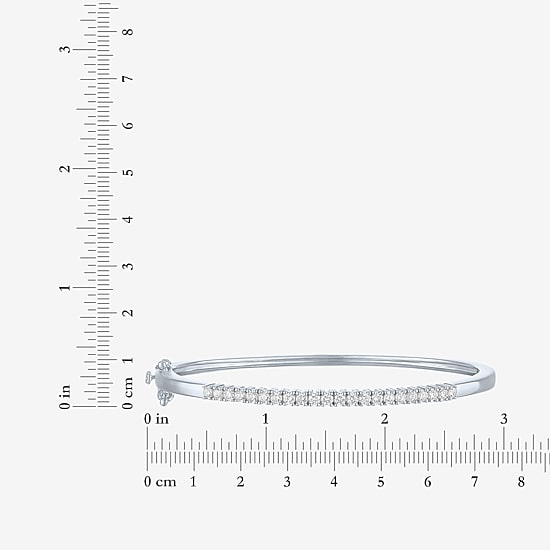 (G-H / Si2-I1) Womens 1 CT. T.W. Lab Grown White Diamond Pure Silver Over Brass Bangle Bracelet