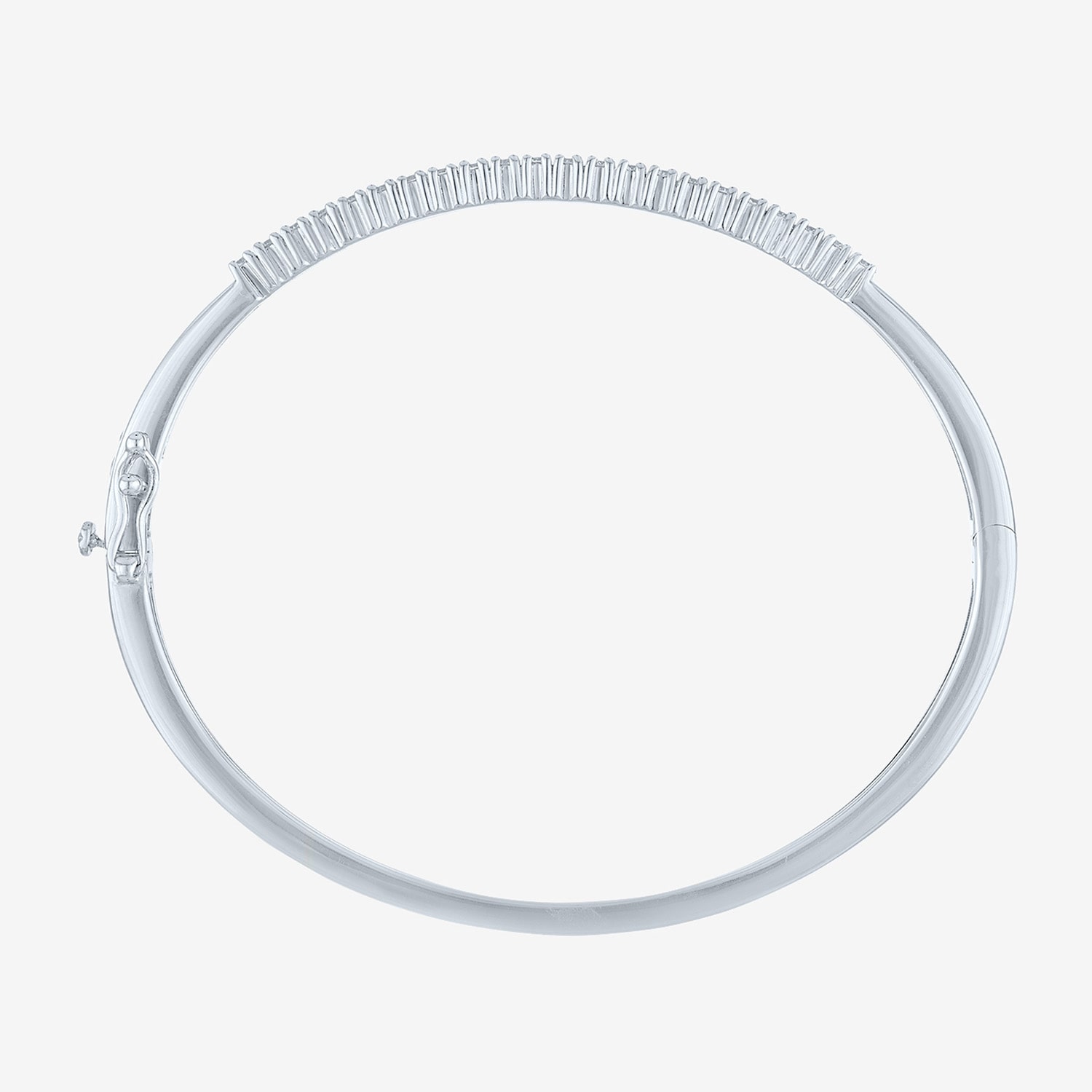 G-H / Si2-I1) Womens 1 CT. T.W. Lab Grown White Diamond Pure Silver Over Brass Bangle Bracelet