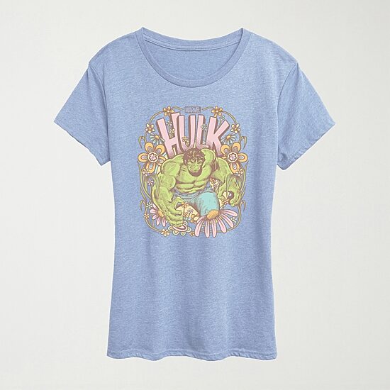 Hulk Feminine Womens Crew Neck Short Sleeve Classic Fit Hulk Graphic T-Shirt