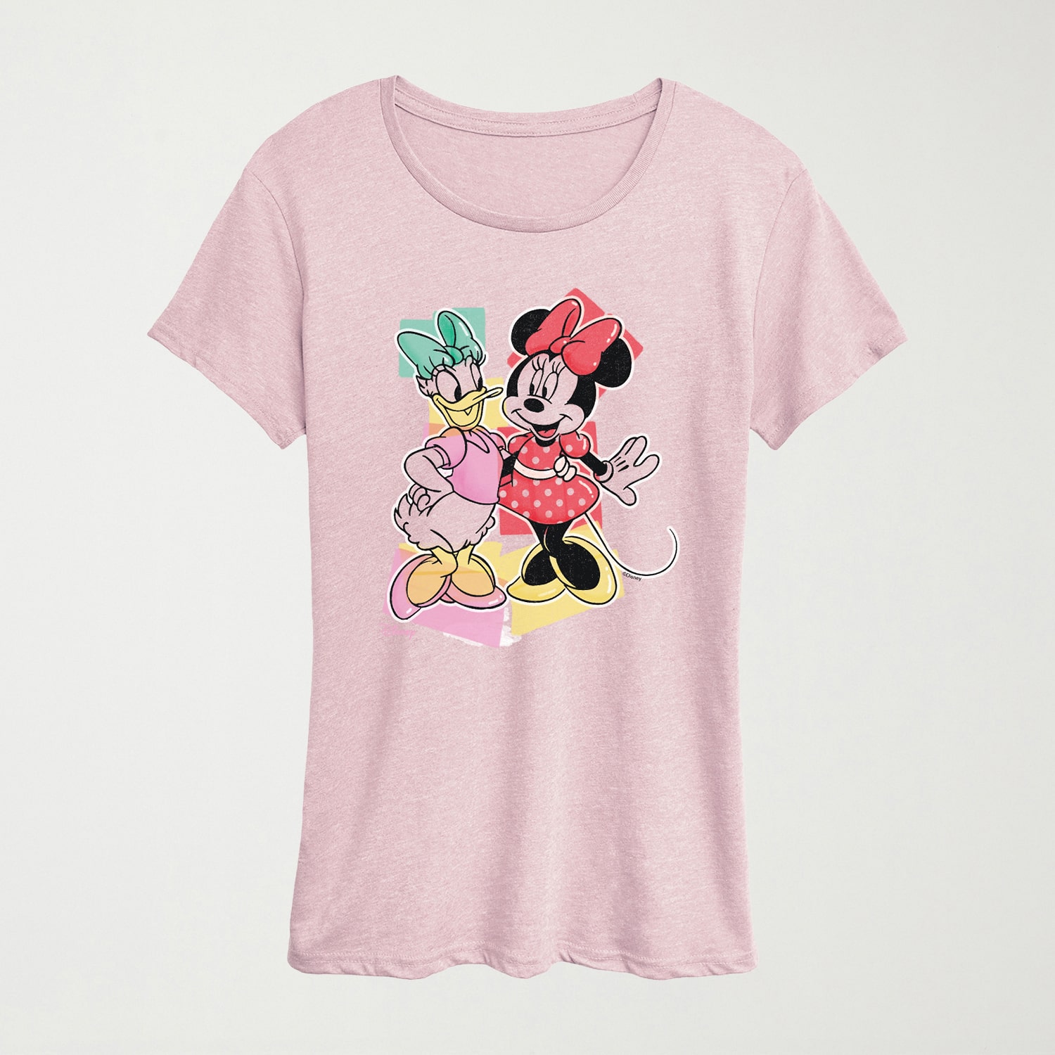 Womens Crew Neck Short Sleeve Classic Fit Daisy Duck Minnie Mouse Graphic T-Shirt