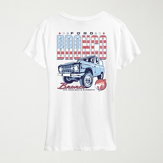 1970 Ford Bronco American Womens Crew Neck Short Sleeve Classic Fit Graphic T-Shirt
