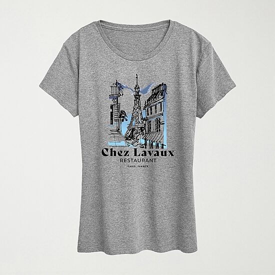 Emily In Paris Chez Lavaux Womens Crew Neck Short Sleeve Classic Fit Graphic T-Shirt