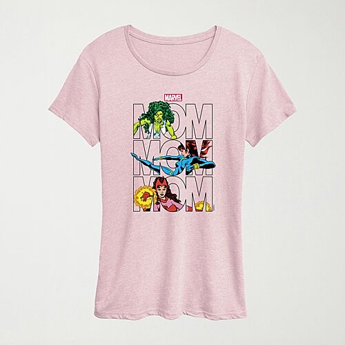 Novelty T-shirts Marvel Mom Womens Crew Neck Short Sleeve Classic Fit Marvel Graphic T-shirt In Pink