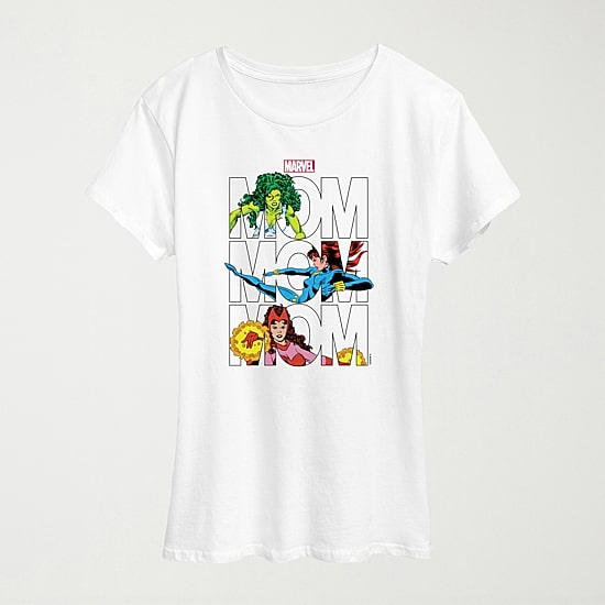 Marvel Mom Womens Crew Neck Short Sleeve Classic Fit Marvel Graphic T-Shirt
