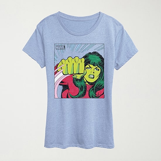Sh Comic Panel Womens Crew Neck Short Sleeve Classic Fit Marvel Graphic T-Shirt