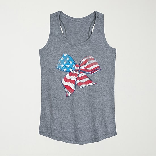 American Flag Bow Womens Scoop Neck Sleeveless Tank Top