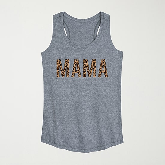 Mama Leopard Womens Scoop Neck Sleeveless Tank Top