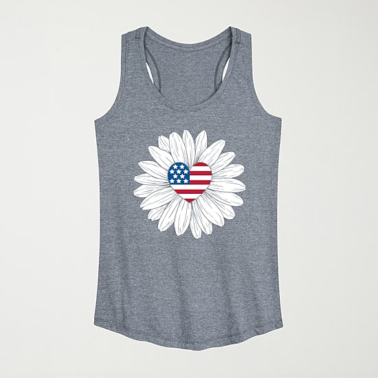 Daisy Flag Heart Center Womens Crew Neck Sleeveless Daisy Duck Tank Top
