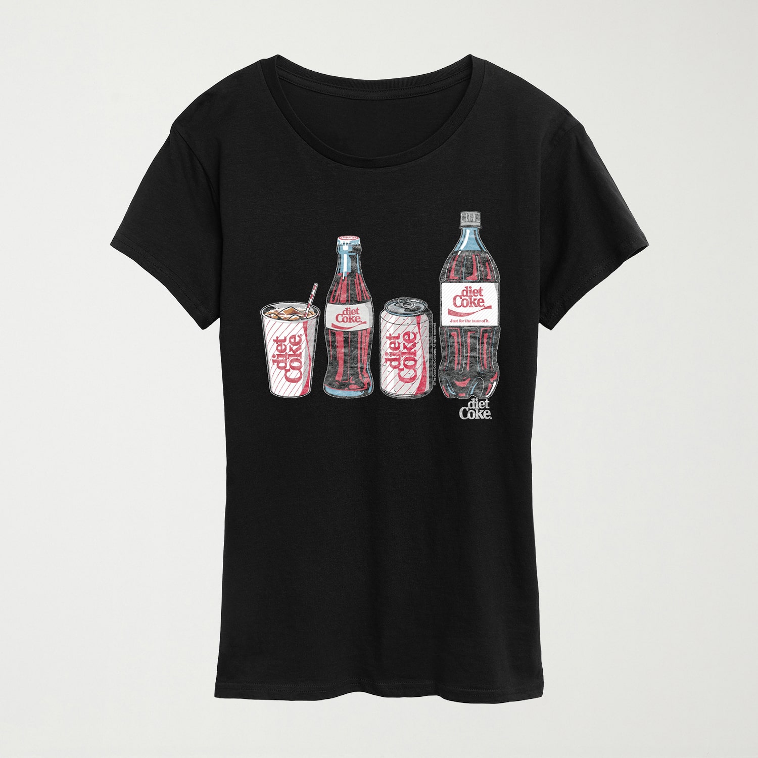 Diet Coke Bottle Cans Womens Crew Neck Short Sleeve Classic Fit Graphic T-Shirt