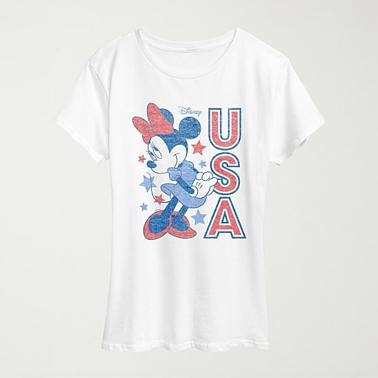 Womens Crew Neck Short Sleeve Classic Fit Minnie Mouse Graphic T-Shirt