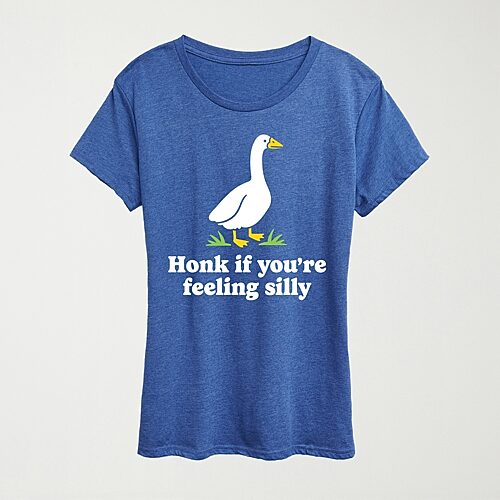Honk If Feeling Silly Womens Crew Neck Short Sleeve Classic Fit Graphic T-Shirt, Xx-large, Blue