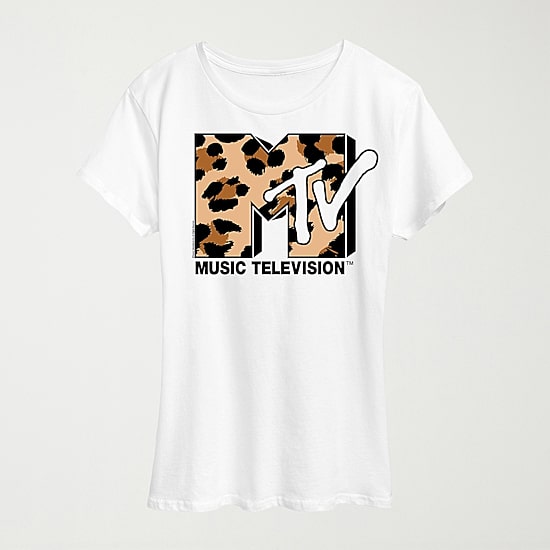 Leopard Art Womens Crew Neck Short Sleeve Classic Fit MTV Graphic T-Shirt