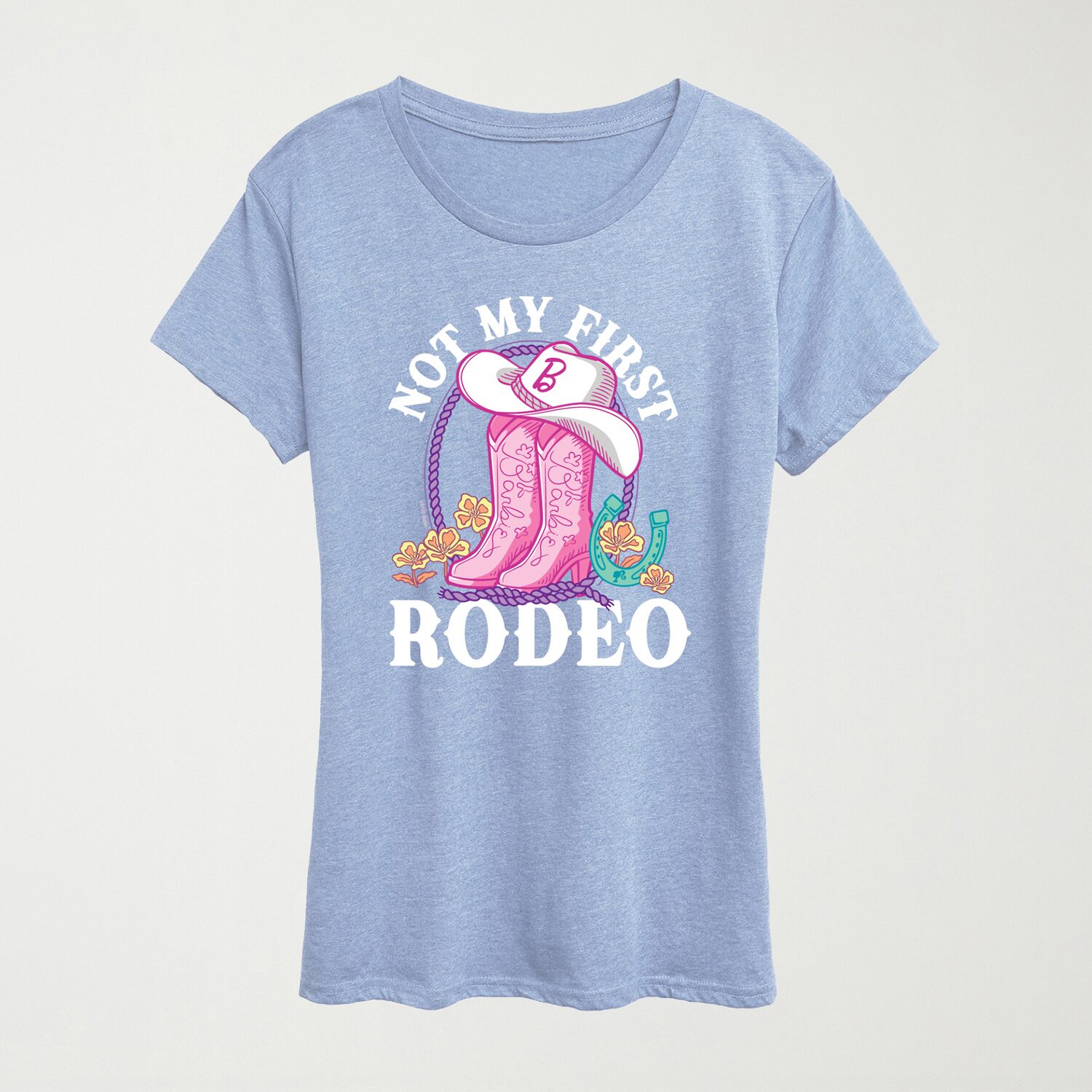 Not My First Rodeo Womens Crew Neck Short Sleeve Classic Fit Barbie Graphic T-Shirt
