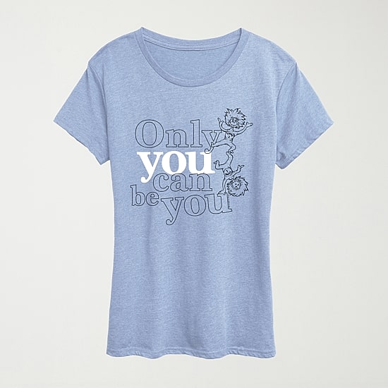 Only You Can Be You Womens Crew Neck Short Sleeve Classic Fit Dr. Seuss Graphic T-Shirt