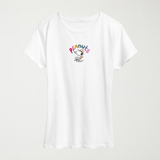Peanuts Doodle Womens Crew Neck Short Sleeve Classic Fit Peanuts Graphic T-Shirt