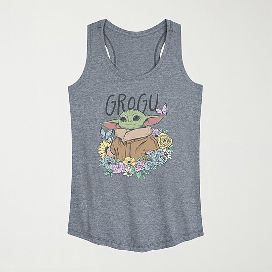 Floral Spring Grogu Womens Scoop Neck Sleeveless Baby Yoda Tank Top