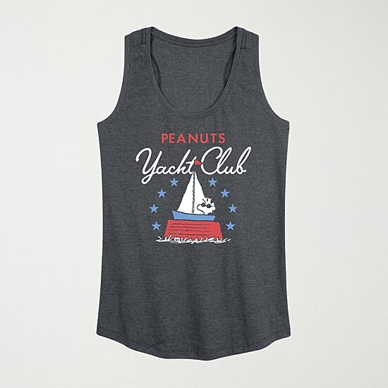 Yacht Club Womens Scoop Neck Sleeveless Peanuts Tank Top