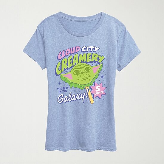 Cloud City Creamery Womens Crew Neck Short Sleeve Classic Fit Star Wars Graphic T-Shirt
